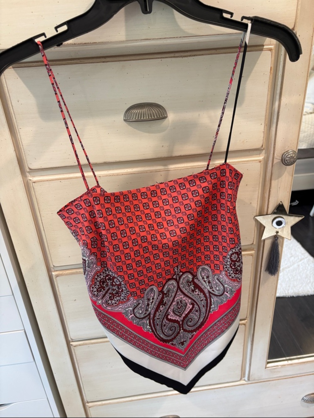Zara Red Paisley Handkerchief Tank Top